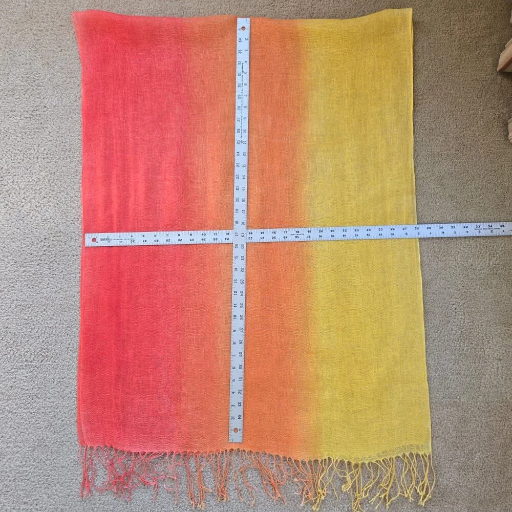 NWOT Linen Scarf Gradient Red Orange Yellow Ombre